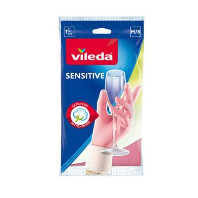 قفازات منزلية من فيليدا لاتكس حساسة مقاس متوسط باللون الوردي