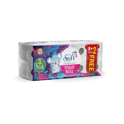 رول تواليت سوفت (8+2) رول 3 طبقات 150 قطعة