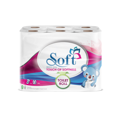 سوفت ورق تواليت ناعم 12 لفة طبقتين 200 ورقة
