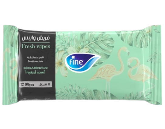 فاين مناديل مبللة للجيب برائحة التروبيكال المنعشة 12 منديل