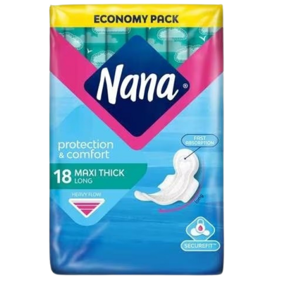 نانا فوط نسائية ماكسي طويلة اقتصادية عبوة 18 فوطة