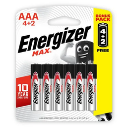 بطاريات إنرجايزر ماكس AAA (4 قطع + قطعتين مجانا)